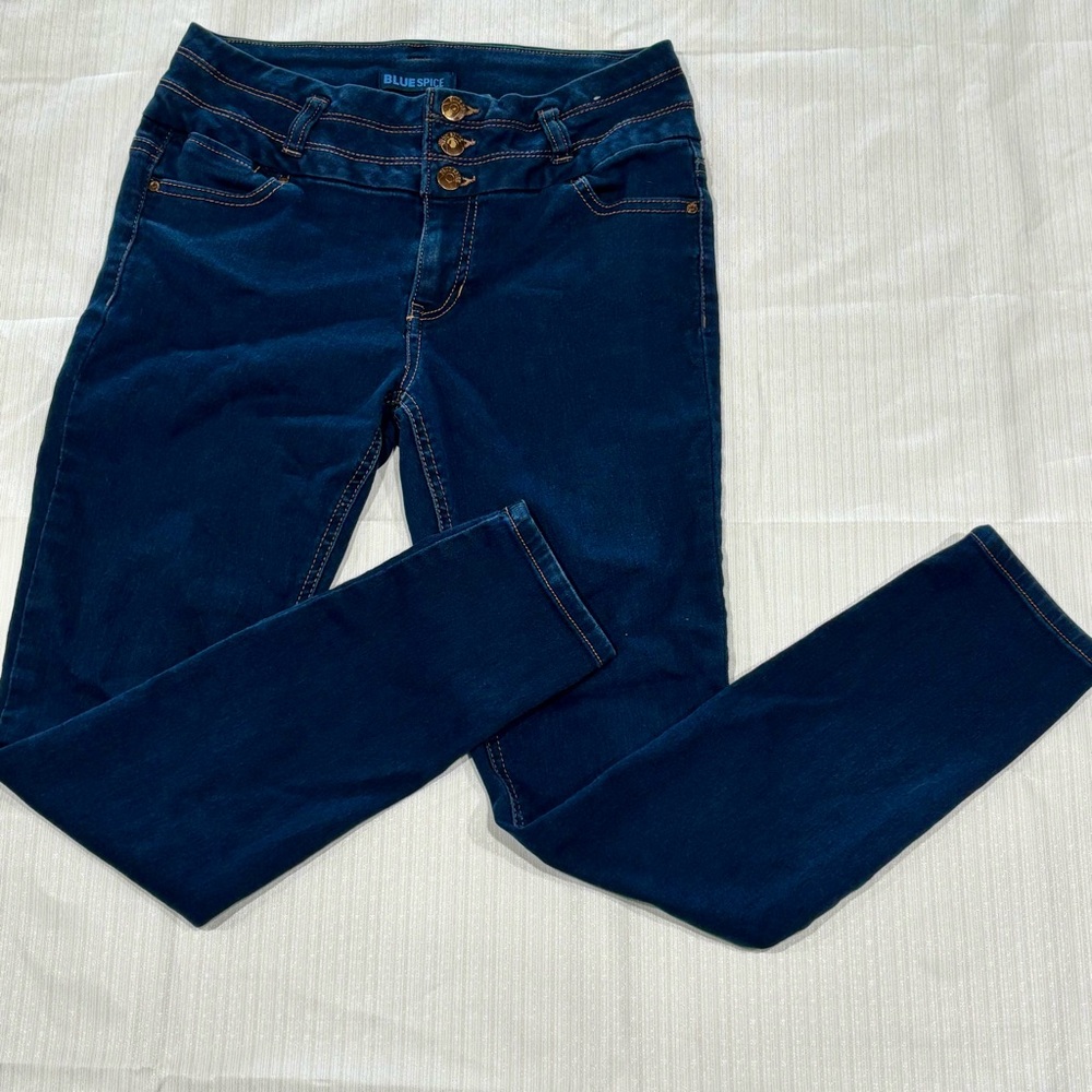 Blue Spice skinny jean mid-rise stretchy dark denim size 11 womens